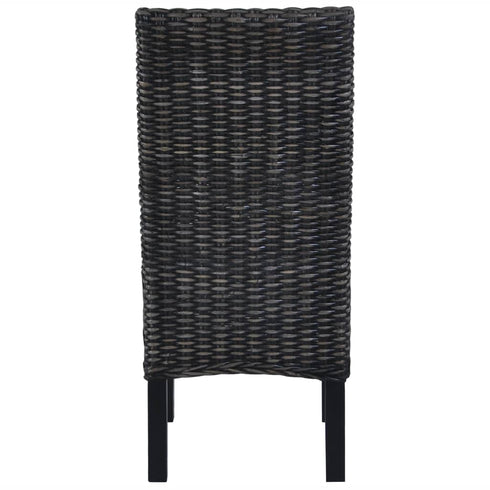 Swen Studio -  Dining Chairs 6 pcs Black Kubu Rattan and Mango Wood
